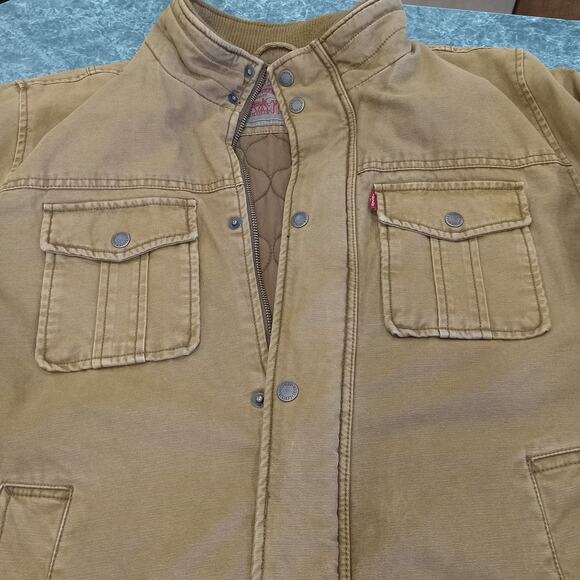 Levi’s Jacket XL Brown Quilted Canvas Work Utility Field Coat Snap Front Chore - Picture 5 of 16